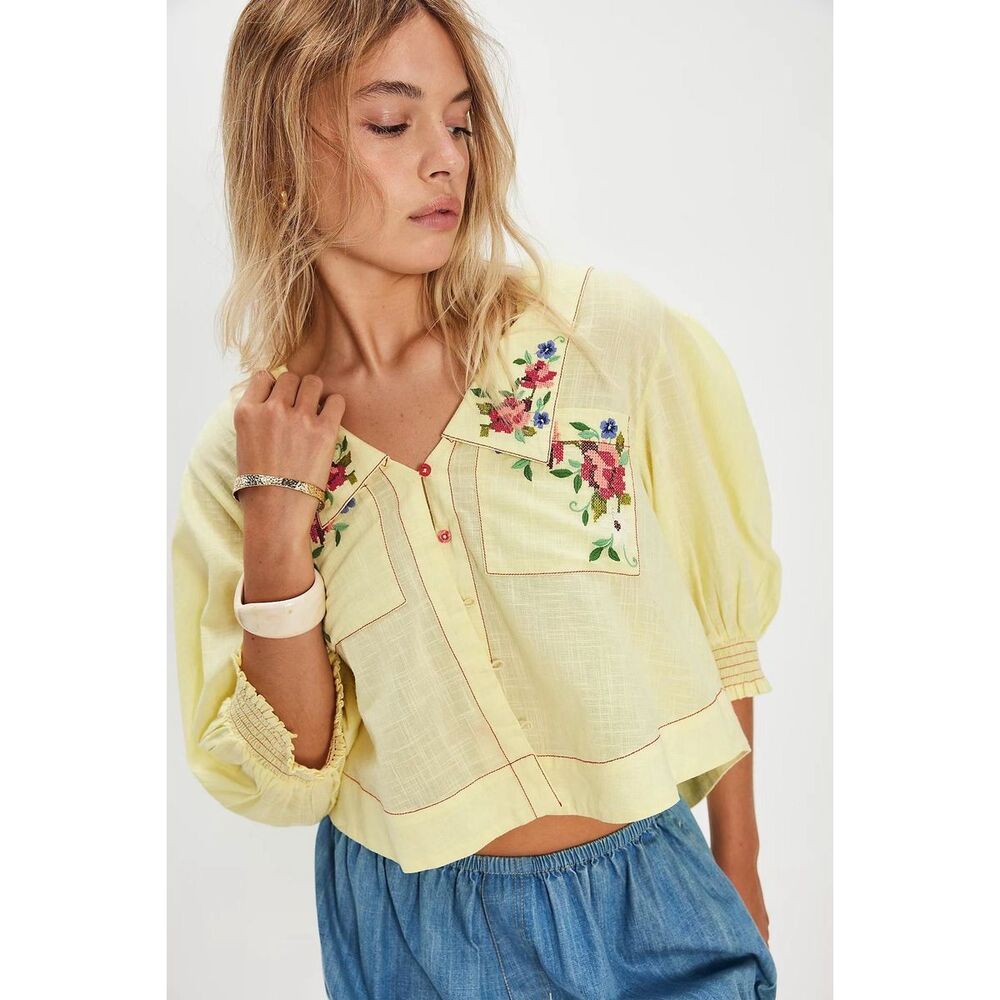 New Free People Ryland Blouse Size M - Picture 2 of 10